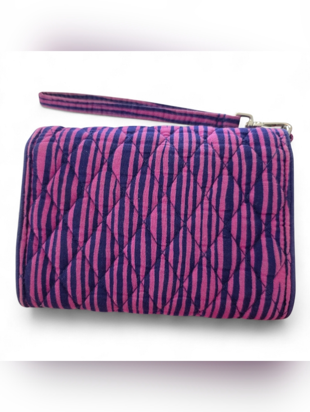 Vera Bradley Quilted Wristlet Wallet Purple Pink EUC Silver Hardware - Picture 4 of 6